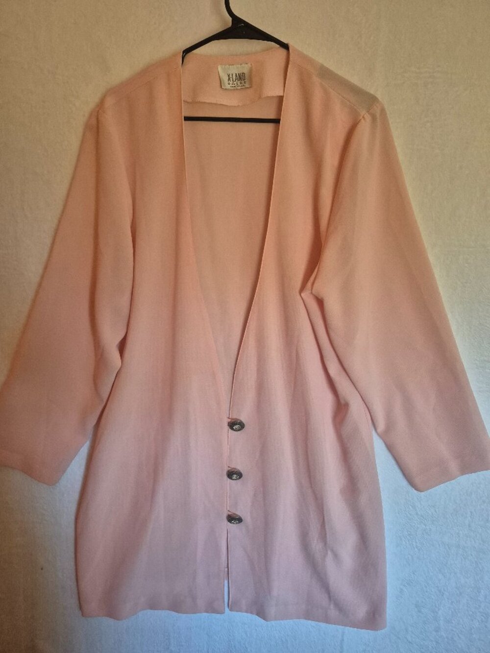 Vintage X-Land Dolce Made in USA Rosy Pink Sheer Blouse Blazer Jacket Cardigan
